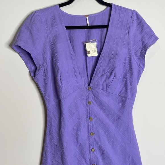 Free People | Women’s New in Town Midi Button Down Dress in Moonberry Size L NWT - Picture 3 of 7
